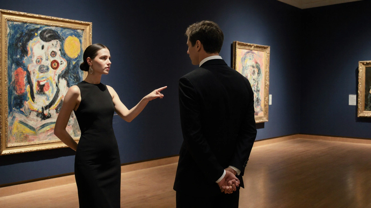 A couple engaging with a Picasso painting in an empty Tate Modern gallery after hours.