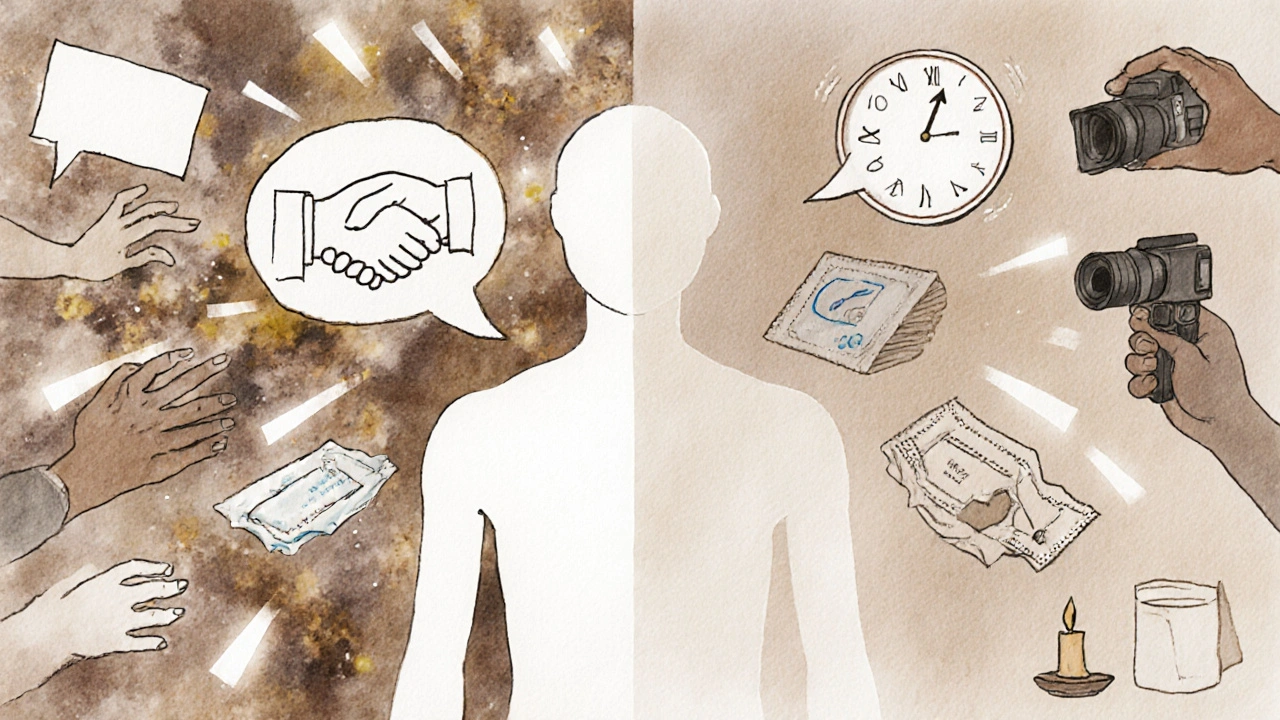 A person standing between chaos and calm, symbolizing ethical boundaries in professional intimacy.