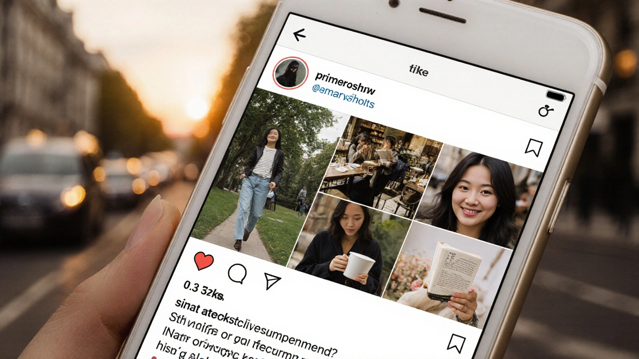 Candid photos of an Asian woman in London parks and cafés, showing authentic daily life.