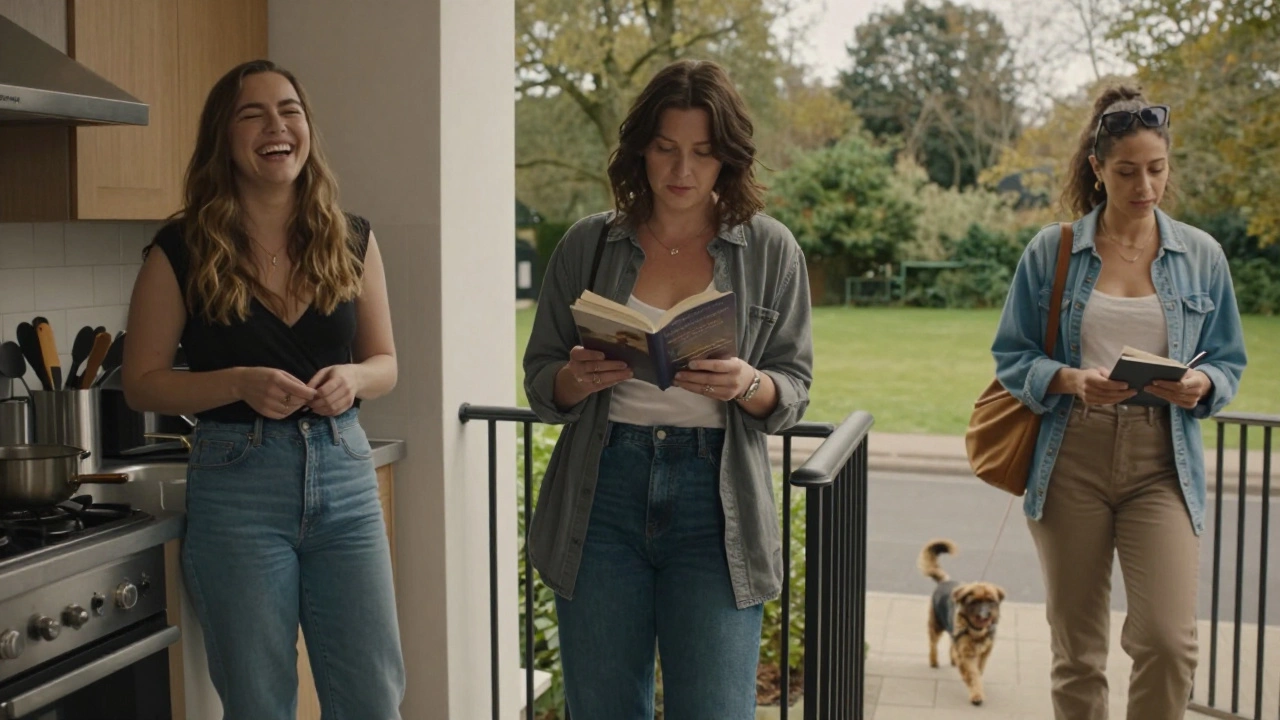 Independent BBW escorts in London going about their daily lives—cooking, reading, walking—with natural confidence and style.