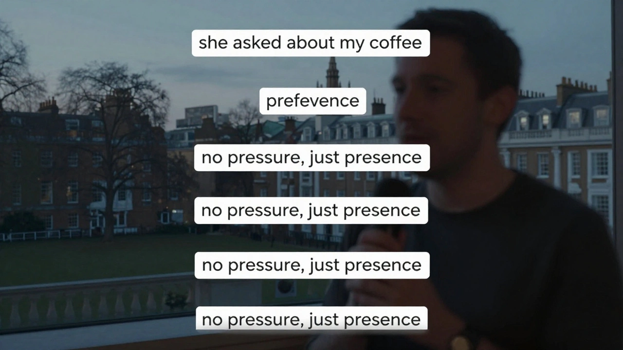 An anonymous video review of a London escort, with blurred speaker and subtle London landmarks in the background.