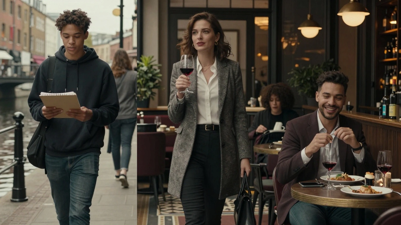 Diverse East London escorts in different settings: student, professional, and expat.