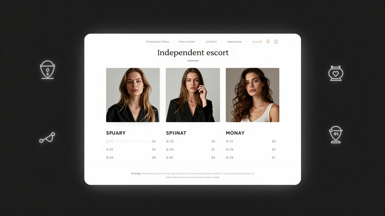 A professional escort website with clean design, real photos, and privacy-focused elements.